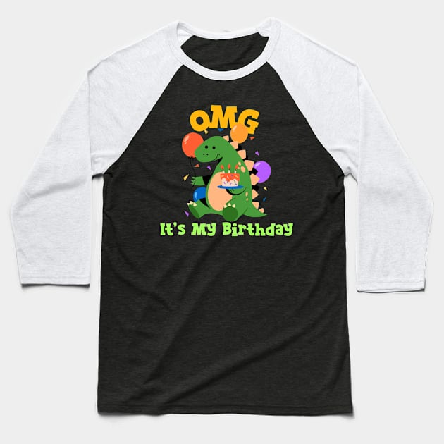 OMG It's My Birthday Dino Baseball T-Shirt by TV Dinners